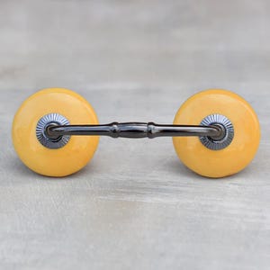 Round Solid Mustard Color Ceramic Kitchen Handle Drawer Pull (Sold in Sets) image 4