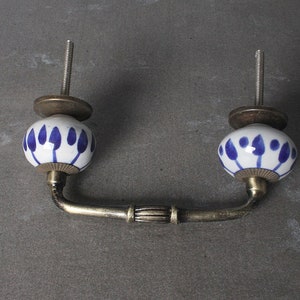 Blue and white Wardrobe Pull Handles, Decorative Drawer Knobs, Vintage Style Furniture Hardware