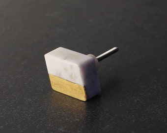 Parallelogram Shape Stone knobs, Drawer Cabinet Knobs with Brass (Sold in Sets)