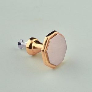 Hexagonal Solid Brass Cabinet Knobs, Decorative Furniture Drawer Handles, Door Knobs, Stylish Metal Knobco Knobs image 4