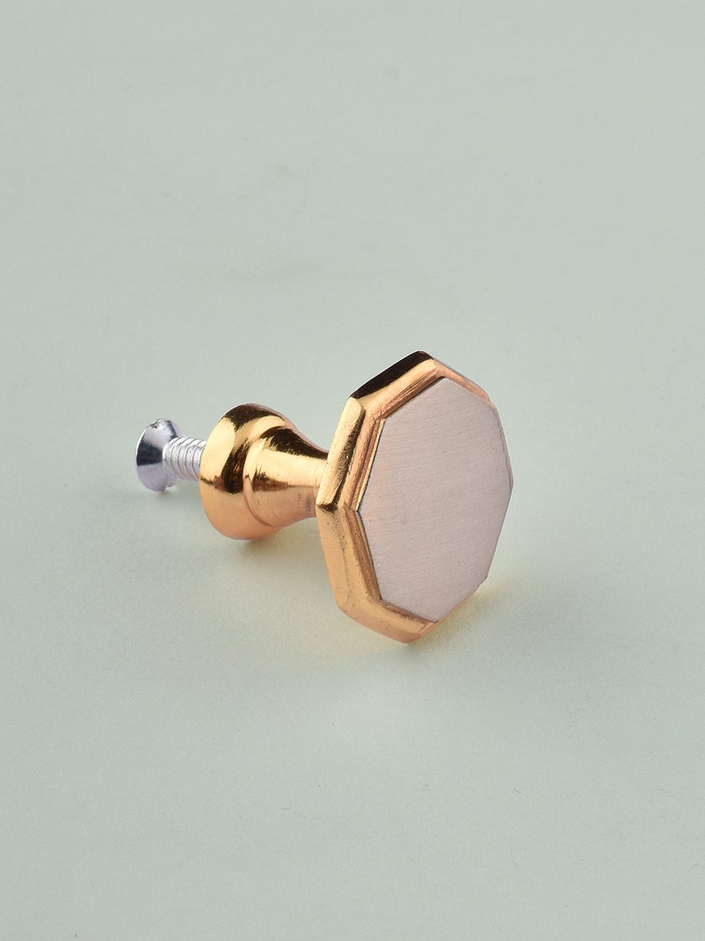 Hexagonal Solid Brass Cabinet Knobs, Decorative Furniture Drawer Handles, Door Knobs, Stylish Metal Knobco Knobs image 4