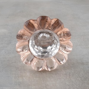 Light Pink Glass Daisy Flower Jewelry Box Knob (Sold in Sets) Glass Crystal Cabinet Knobs |  Door Knobs with Screws for Home Decor