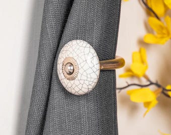 Alzapaños de cerámica hechos a mano para cortinas: gancho para toallas de estilo antiguo