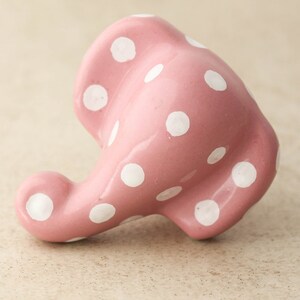 Pink Color with White Polka Dots Elephant Shape Knob (Sold in Sets)