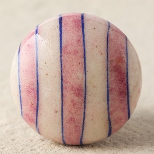 Handmade Unique Pink and Blue Striped Ceramic Cabinet Knob (Sold in Sets), Furniture Knobs, Drawer Pulls,  Kitchen Cabinet Knob