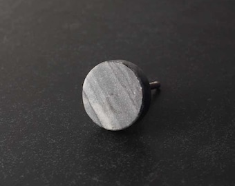 Round Shape Slate Grey Stone Cabinet Drawer Dresser Knob (Sold in Sets)