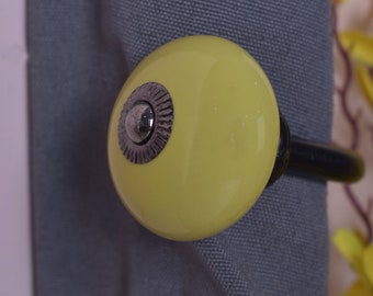 Handmade Yellow Ceramic Curtain Tie Back Hook: Rustic Towel Hook