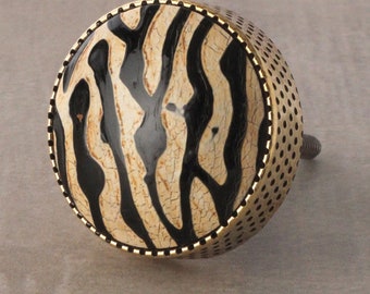 Leopard Print Horn Knauf: Runder Messing Schubladenknopf