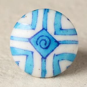 Turquoise Ceramic Cabinet Knobs Set | Vintage-Inspired Patchwork Drawer Pulls for Stylish Home Decor