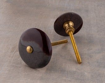 Natural Agate Gemstone Cabinet Knobs: Brown & Gray Luxury Furniture Hardware