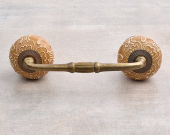 Floral Embossed Ceramic Cabinet Pull - Brown Base