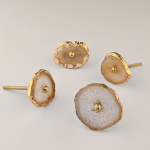 White Agate Stone Drawer Knobs | Assorted Shape Cabinet Handles Set for Dresser, Vintage Home Decor, Unique Pulls & Hardware