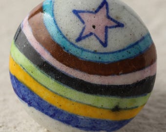 Hand-Painted Ceramic Star Cabinet Knob: Multi-Color Globe Drawer Handle