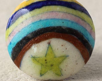 Hand-Painted Star Ceramic Knobs: Multi-Color Furniture Pulls