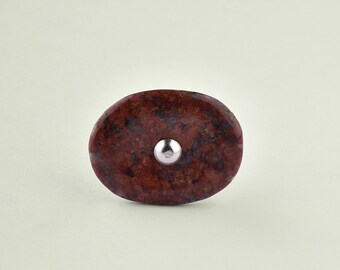 Puxador oval para armários em formato de ágata com pedra preciosa natural - abajur marrom (vendido em conjuntos)
