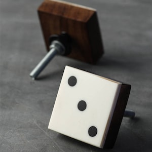 Dice 3 Wooden Casino Knob Set for Cabinets | Kitchen Bathroom Furniture Dresser Drawer Pulls
