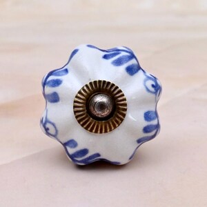 Handmade Ceramic Flower Cabinet Knob – Blue Floral Drawer Knobs
