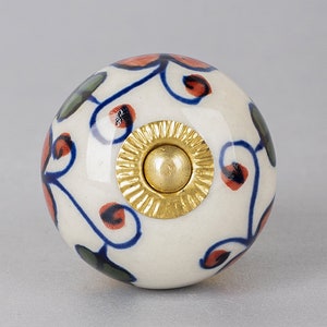 Handmade Ceramic Cabinet Knob: Multicolor Floral Design