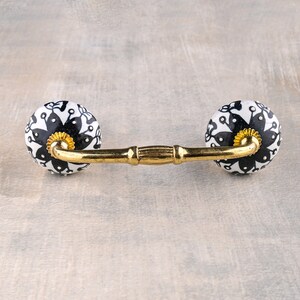 Elegante maniglia per cassetti in ceramica bianca sporca e nera (venduta in set) immagine 4