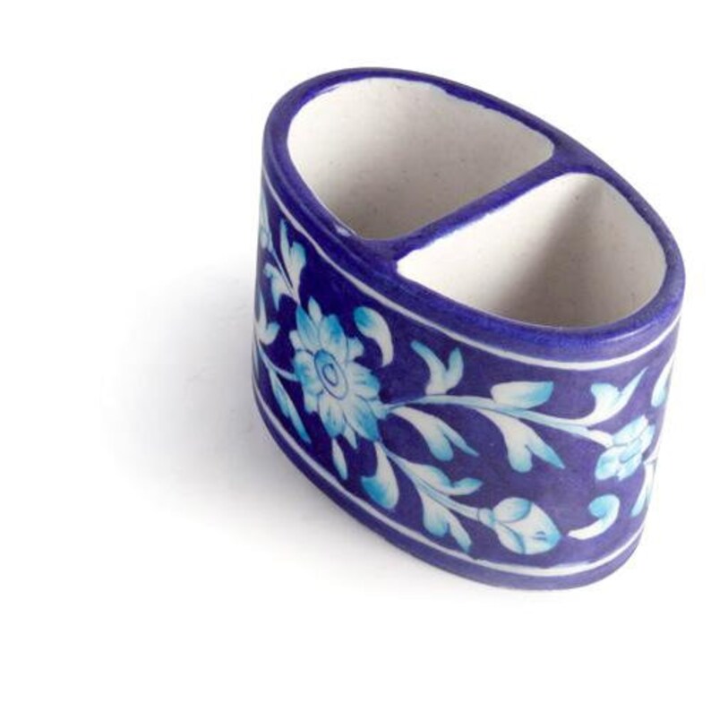 Blue and White Floral Leafy design Toothpaste Dispenser Set of 2