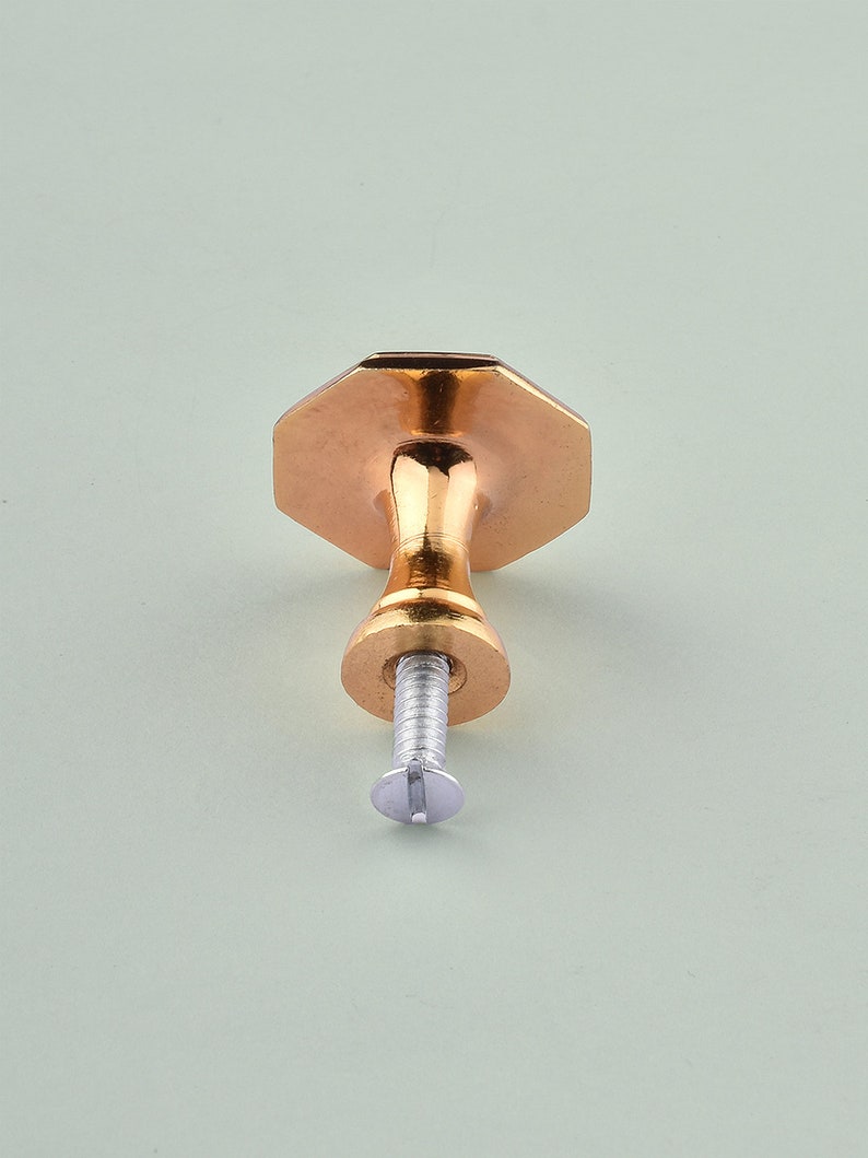 Hexagonal Solid Brass Cabinet Knobs, Decorative Furniture Drawer Handles, Door Knobs, Stylish Metal Knobco Knobs image 3