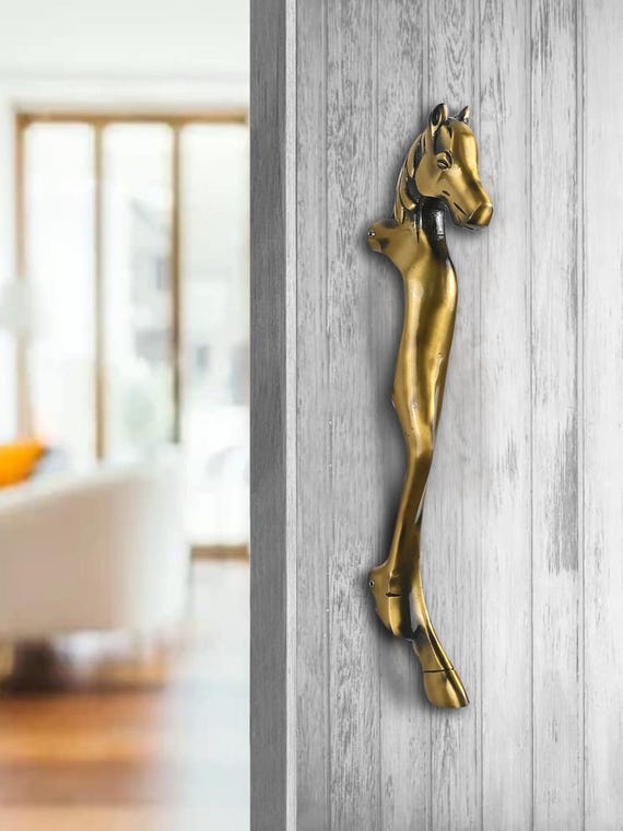 Grand Repoussé Brass Lion Head Door Handle at | lion door