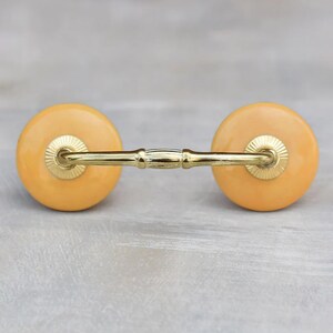 Round Solid Mustard Color Ceramic Kitchen Handle Drawer Pull (Sold in Sets) image 5