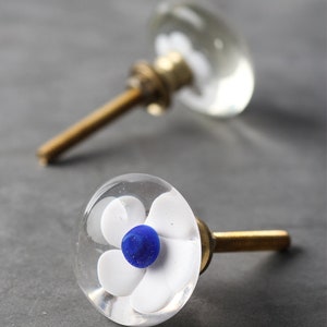 Decorative Flower Crystal Glass Drawer Knobs (Sold in Sets), | Glass Cabinet Knobs | Glass Door Knobs with Screws for Home Decor