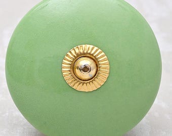 Lime Green Cabinet Knob: Decorative Hardware with Screw Options