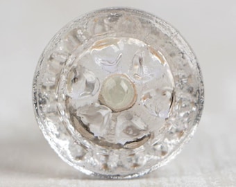 Clear Glass Flower Embossed Cabinet Knob: Home Decor