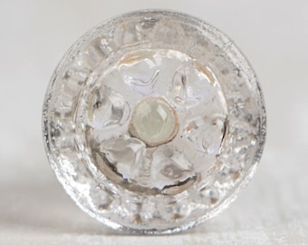 Clear Glass Flower Embossed Knob (Small) (Sold in Sets)