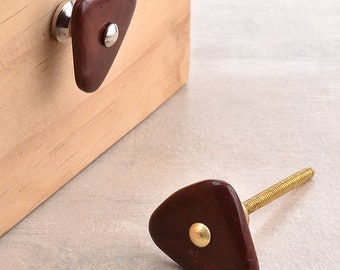 Puxador de armário triangular com pedra preciosa de ágata: ferragens para móveis de luxo marrom