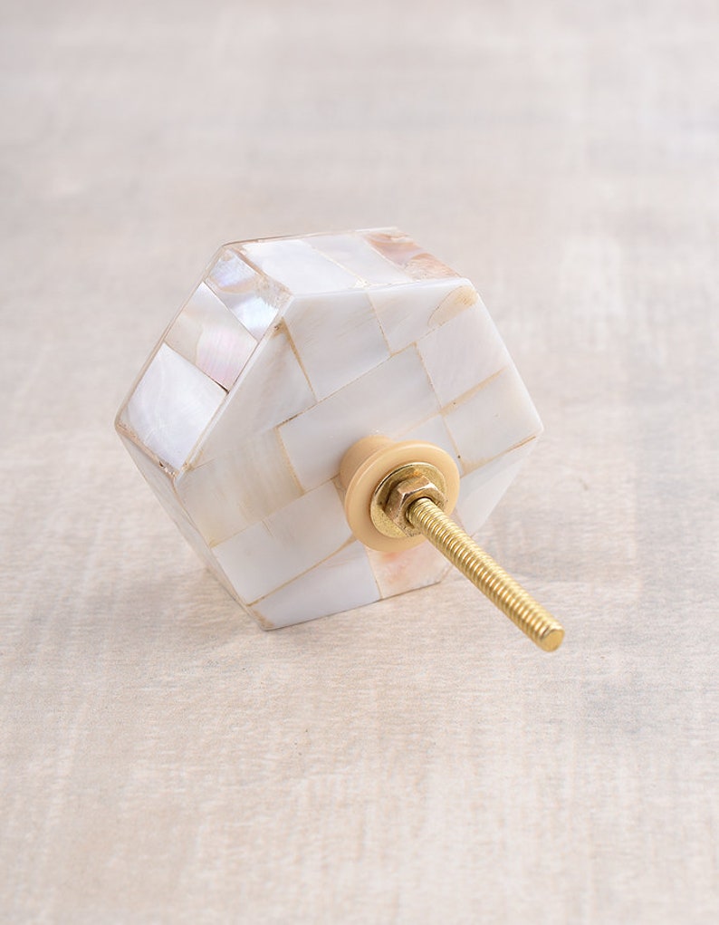 Mother of Pearl Hexagonal Shape Cabinet Knob Big image 4