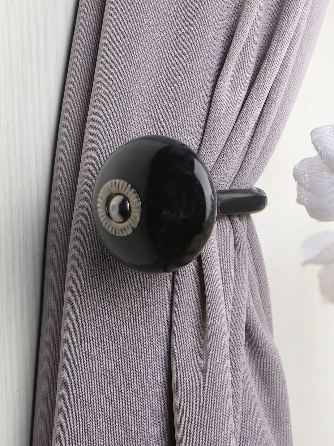 Black Ceramic Curtain Tie Back Hook Rustic Towel Hook Sold In Sets 