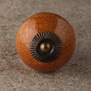 Brown Cracked Design Ceramic Cabinet Knobs - Unique Drawer Pulls, Home Decor, Vintage Style, Sold in Sets