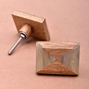Perillas de madera para cajón de cocina con líneas rectangulares entrecruzadas (se venden por juego)