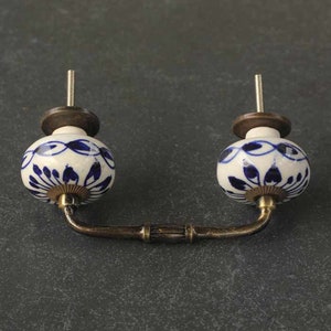Handmade Ceramic Blue and White Kitchen Handle Drawer Pull (Sold in Sets)