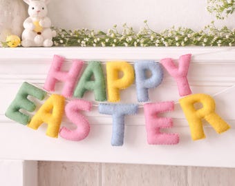 Happy Easter Felt Banner | Happy Easter Garland | Easter Decorations ...