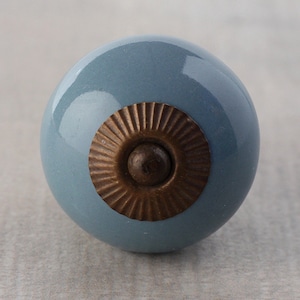 Solid Cadet Blue Color Ceramic Cabinet Knob (Sold in Sets)