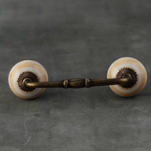 Yellow and White Ceramic Cupboard Drawer Pull - Stylish Kitchen Hardware, Perfect for Cabinets & Furniture, Sold in Sets