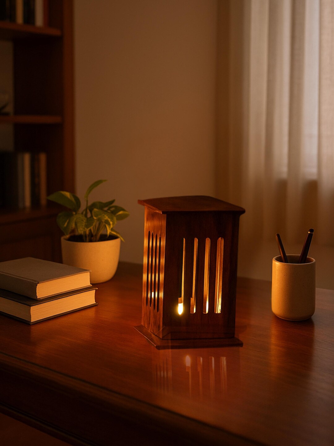 Diffused Table Light Handmade Wooden Table Lamp: Bohemian Style Diffused Light(led Bulb) - Etsy