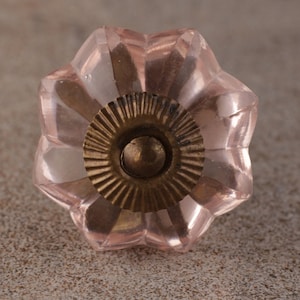 Unique Light Pink Glass Flower Drawer Knob (Sold in Sets)