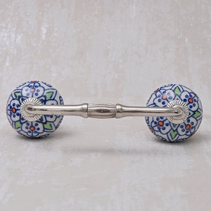 Handmade Multicolor Kitchen Cabinet Knob: White Base, Artisan Hardware