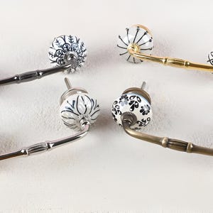 Assorted Embossed Black and Cream Color Ceramic Cabinet Dresser Pull, Assorted Ceramic Handle Pull 3, 3.5, 4,4.5 inch Kitchen Cabinet Pulls