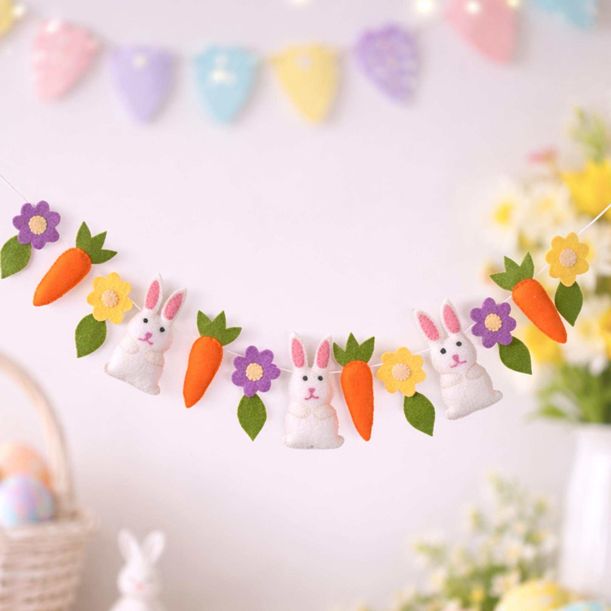 Colorful Felt Easter Garland With Carrots and Bunnies - Etsy
