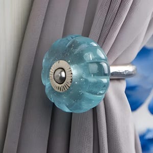 Turquoise Glass Flower Curtain Tie Back Hook: Decorative Antique Style