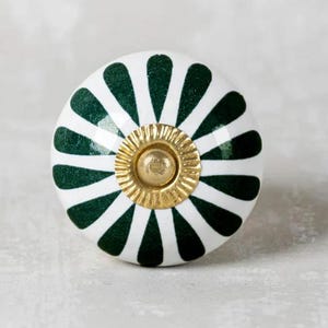Handmade Teal Floral Ceramic Cabinet Knob: Kitchen Furniture Hardware
