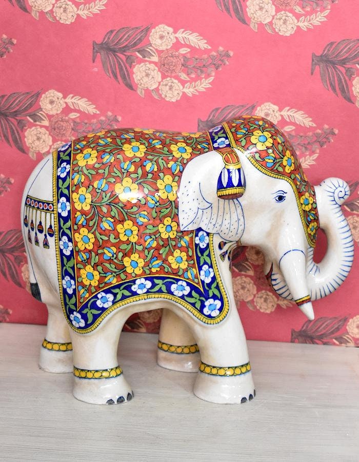 Pair of Handmade Decorative Blue Pottery Ceramic Elephant Pair of Handmade Decorative Blue Pottery Ceramic Elephant