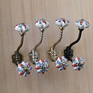 White Handmade Ceramic Wall Hook Vintage Decorative Metal Bath Hooks Furniture Hardware