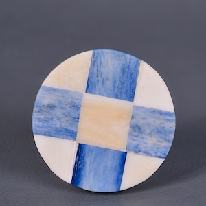 White and Blue Color Round Shape Bone Knobs (Sold in Sets)| Cabinet Drawer Knobs, Natural Drawer Hardware